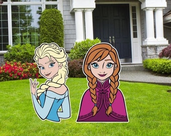 Frozen Elsa and Anna Cutouts, Elsa and Anna Party Decor, Sisters Party Decor, Outdoor Decoration Sign, Frozen Party Decor, Table Decor