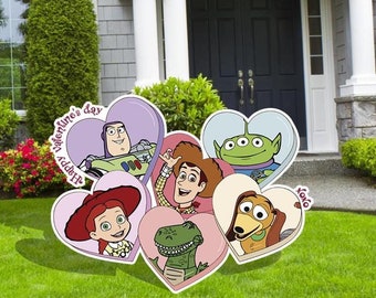 Toy Story Valentines Day Decor, Toy Story Valentines Birthday Party, Yard Sign, Outdoor Decor, Yard Sign, Cartoon Cutouts, Toy Story
