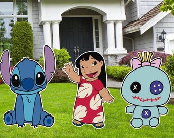 Stitch Cutouts and Yard Signs, Lilo and Stitch  Birthday Party, Halloween Party Decor, Outdoor Decor, Stitch Party Decor, Scrump