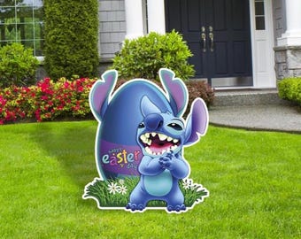 Stitch Easter Decor, Stitch Easter Cutouts,  Egg Hunt Decor, Garden Decor, Easter Party, Stitch Easter Cutouts,