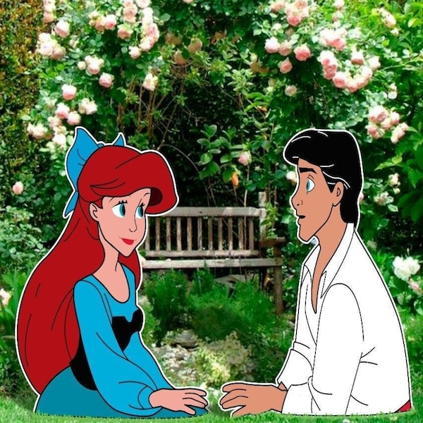 Princess Ariel and Eric Cut Outs Outdoor Decoration Sign Party Décor Wall Art Yard Sign Birthday Props, The Little Mermaid