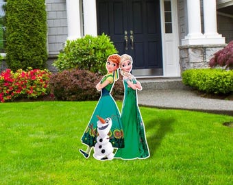 Frozen Fever Character Cutout, Frozen Birthday Party Decor, Anna,  Ela and Olaf Cutouts, Yard Sign, Princess Ana and Elsa Decor