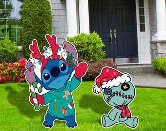 Stitch Christmas, Christmas Yard Signs and Cutouts, Stitch Cutouts, Yard Signs, Outdoor Decoration Sign, Christmas, Christmas Outdoor Decor