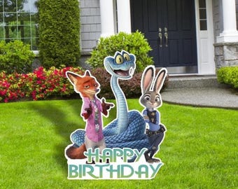 Zootopia Cutouts, Happy Birthday Sign, Party decor, Cutouts, Birthday Party Decor, Yard Signs, Outdoor Decor