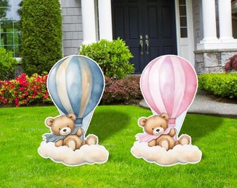Teddy Bear, Blue Hot Air Balloon Party Decor, Cutouts, Pink Hot Air Balloon Party Decor, Birthday Party Decor, Baby Party Decor, Baby Shower