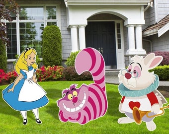 Alice in Wonderland Party Decor Cutouts, Alice Birthday Party Decor, Yard Art, Yard signs, Party Decor, Alice Halloween Decor, Wonderland