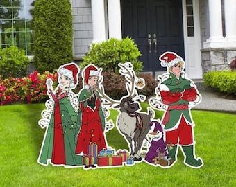 Frozen Christmas Cutouts, Christmas decor, Yard Art, Yard Sign, Frozen Cutouts, Outdoor decor, Sven, Olaf, Hans, Anna and Elsa Christmas dec