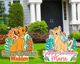 The Lion king Cutouts and Yard Signs,  Happy Birthday Nala and Simba Party decor, Cartoon Cutouts, Outdoor Decor, Birthday Party Decor