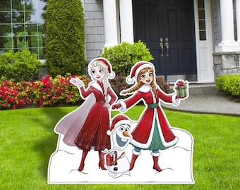 Frozen Christmas Cutouts, Christmas decor, Yard Art, Yard Sign, Frozen Cutouts, Outdoor decor, Sven, Olaf, Hans, Anna and Elsa Christmas dec