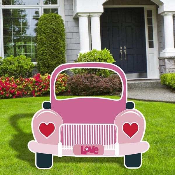 Valentines Day Photo Booth, Valentines Day Pink Car, Cut Outs, Outdoor Decor, Party Decor, Garden decor,