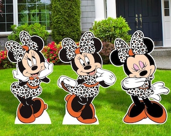 Minnie Animal Prints Party Decor Cutouts, Minnie Cutouts, Minnie Birthday Party Decor, Yard Signs, Outdoor Decor, Minnie Party Props