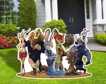 Zootopia, Zootopia Happy Birthday Sign, Party decor, Cutouts, Birthday Party Decor, Yard Signs, Outdoor Decor
