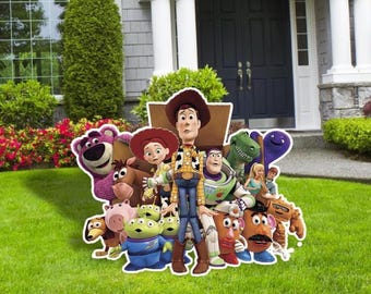 Toy Story Happy Birthday Sign, Toy Story First Birthday Party, Yard Sign, Outdoor Decor, Toy Story Cutots, Cartoon Cutouts, Toy Story