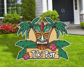 Tiki Bar Sign, Cut Out, Outdoor Decoration Sign, Party Decor, Luau decor, Hawaii Party Decor, Yard Art, Yard Sign,
