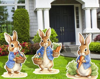 Peter Rabbit Easter yard Signs and Cutouts, Carrot Patch Decor, Cutouts and Yard Signs,  Easter Party Decor, Egg Hunt Party Decor