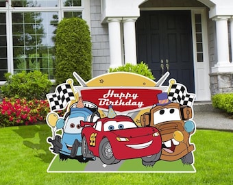 Cars Happy Birthday, Party Decor Cutouts, Boys Birthday Party decor,  Birthday Party Decor, Cars Cutouts, Outdoor Decor, Personalized Sign