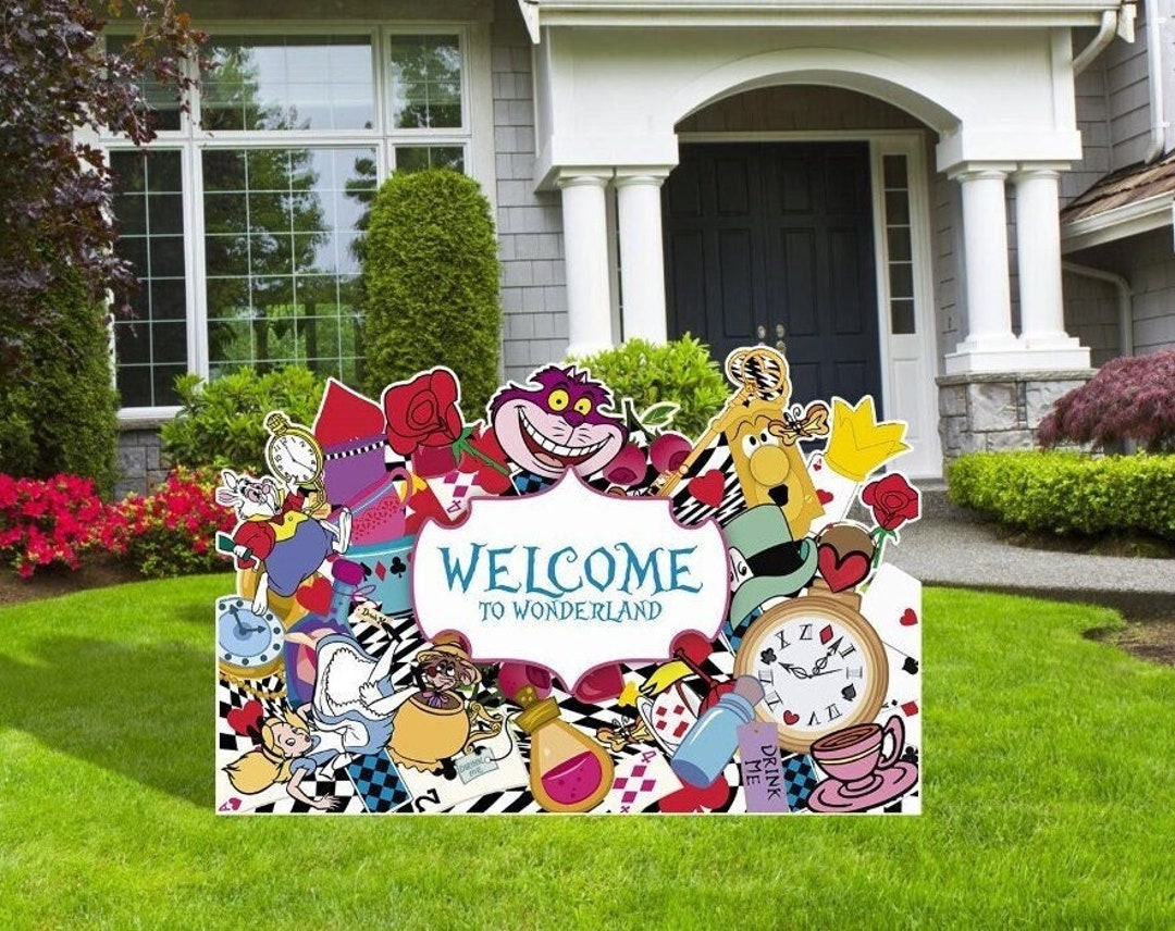 Alice Sign Alice in Wonderland Cutouts, Welcome Sign, Cut Outs. Outdoor Decoration ...
