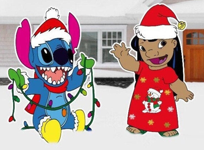 Stitch Christmas Decoration Signs, Stitch Cutouts, Outdoor Decoration Signs, Yard Art, Yard Sign, Christmas Decor, Stitch Christmas Lights bild 2