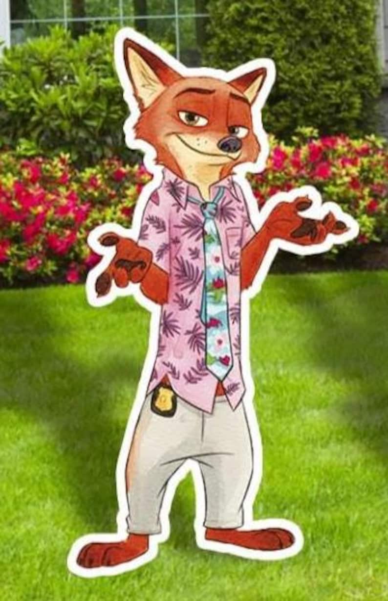 Zootopia yard Signs Cutouts, Zootopia Birthday Party decor, Coroplast Cutouts, Zootopia 2, Outdoor Decor, Party Props 36" Nick Wilde