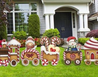Gingerbread Christmas Train, Ginger Bread Train, Cut Outs, Outdoor decoration, Christmas decor, Yard Art, Yard Signs, Garden Decor