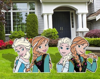 Frozen Elsa and Anna Party Decor, Anna and Elsa Cutouts, Frozen Party decor, Yard Sign, Birthday Party Decor, Sisters Party decor