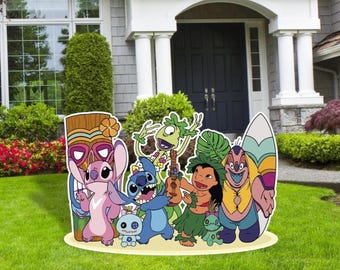 Stitch and Friends, Cutouts and Yard Signs, Lilo and Stitch  Birthday Party, Halloween Party Decor, Outdoor Decor, Stitch Party Decor,