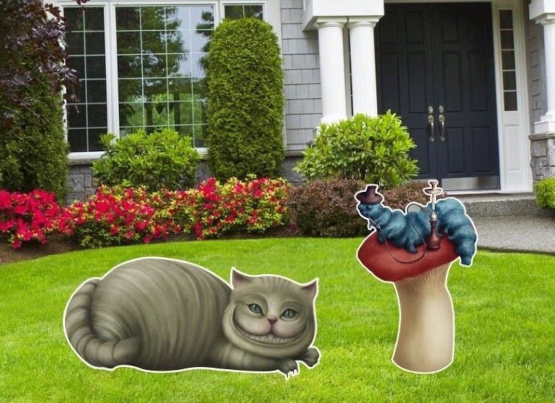 Alice in Wonderland Cut Outs Decoration Signs Cheshire Cat Caterpillar