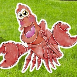 Puede incluir: Una ilustraci&oacute;n de dibujos animados de un cangrejo rojo con ojos grandes y expresivos y una boca ancha abierta. El cangrejo est&aacute; sonriendo y tiene la lengua rosa que sobresale. El cangrejo tiene dos grandes garras y seis patas.
