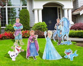 Frozen Water Color Party Decor, Anna and Elsa Cutouts, Frozen Party decor, Birthday Party Decor, Outdoor Decor, Olaf, Kristoff, Sven Snowman