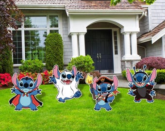 Stitch Halloween Cutouts, Stitch Party Decor, Stitch Dracula, Ghost Stitch, Spider Stitch, Outdoor Decor, Pirate Stitch, Stitch Cutouts,