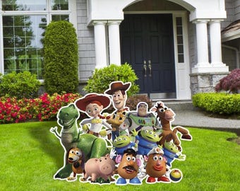 Toy Story Happy Birthday Sign, Toy Story First Birthday Party, Yard Sign, Outdoor Decor, Toy Story Cutots, Cartoon Cutouts, Toy Story