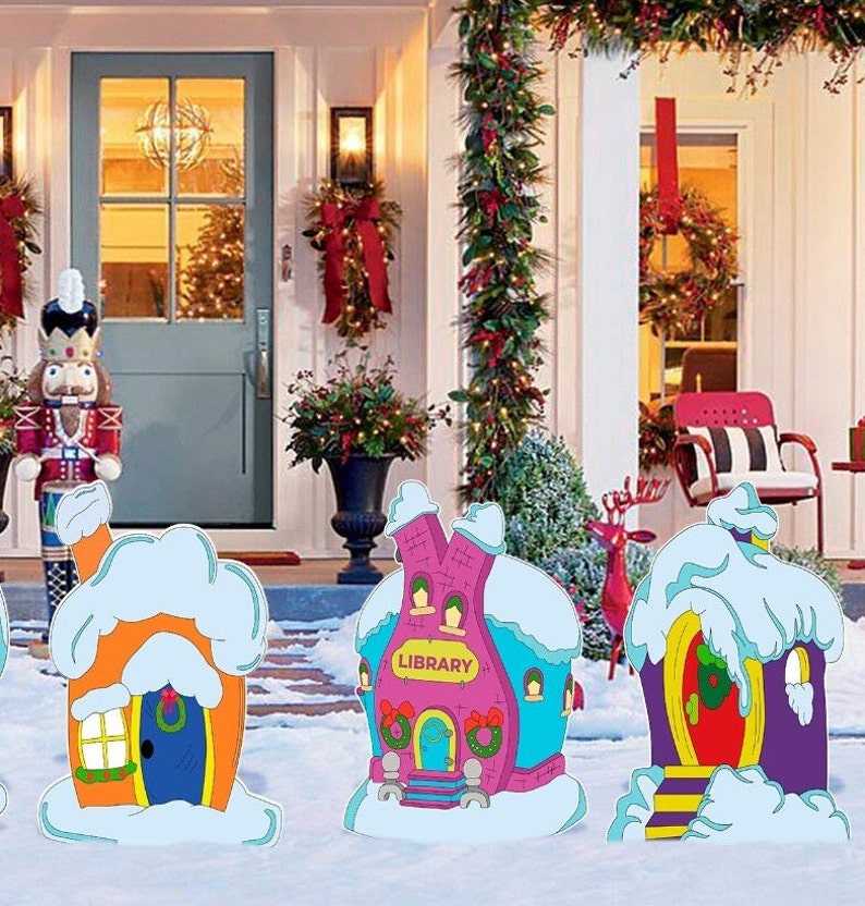 Grinch Cut Outs Outdoor Decor Signs Whoville Houses 36 Etsy