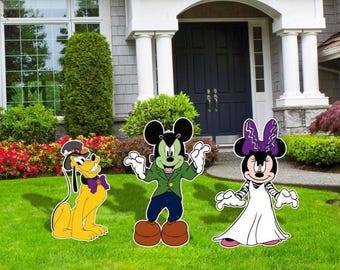 Mickey Halloween Cutouts, Mickey and Minnie Monsters, Halloween Yard Signs, Mickey, Minnie and Pluto Halloween Yard Sign,