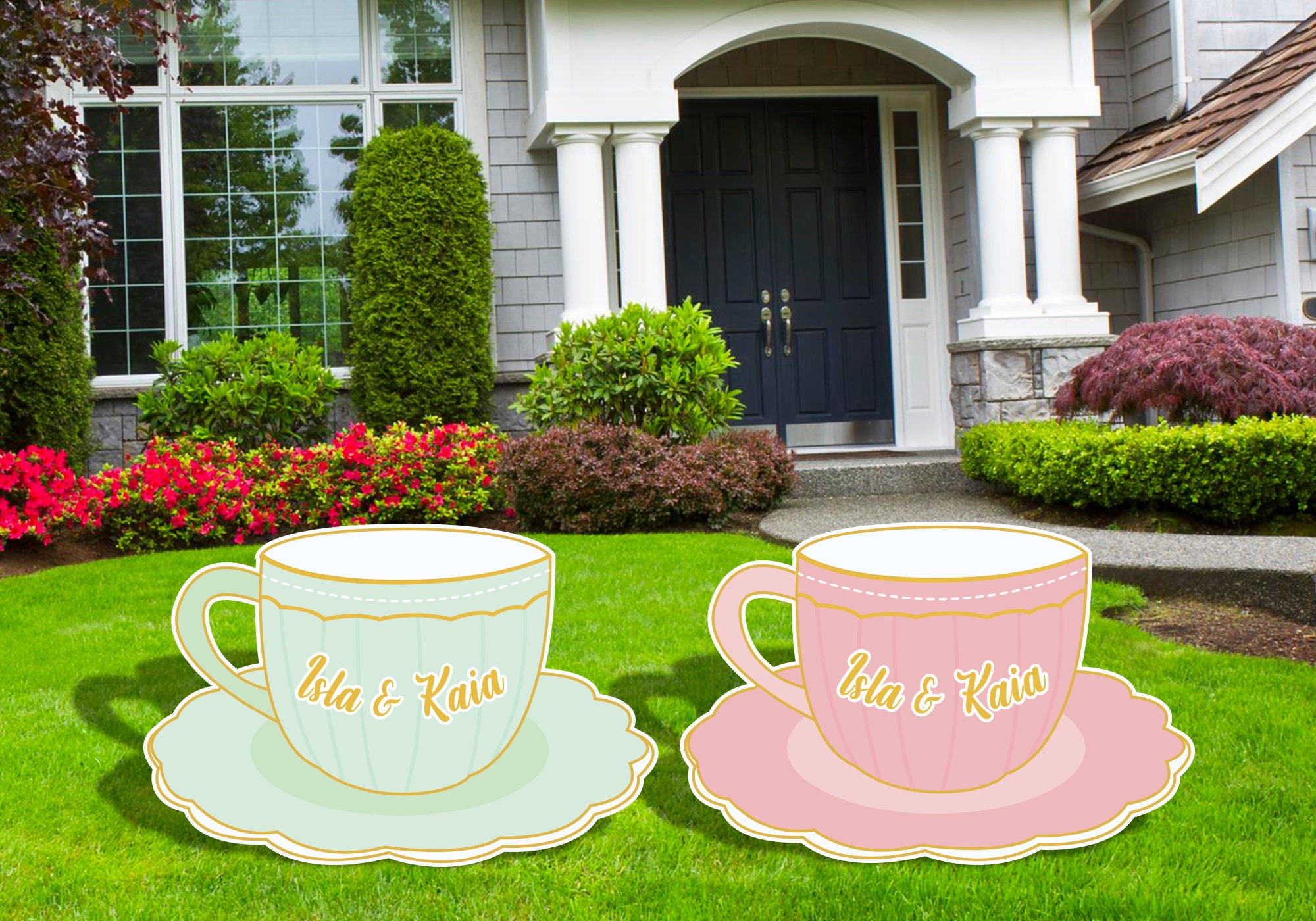Tea Cups Light Colors Tea Cups Cutouts Birthday Party Decor Princess tea cups Tea Party Decor Yard Signs Personalized Tea