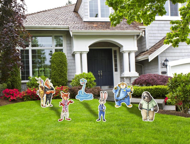 Zootopia yard Signs Cutouts, Zootopia Birthday Party decor, Coroplast Cutouts, Zootopia 2, Outdoor Decor, Party Props Set of 6 Signs