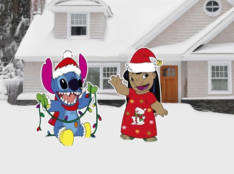 Stitch Christmas Decoration Signs, Stitch Cutouts, Outdoor Decoration Signs, Yard Art, Yard Sign, Christmas Decor, Stitch Christmas Lights bild 1