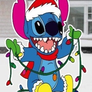 Stitch Christmas Decoration Signs, Stitch Cutouts, Outdoor Decoration Signs, Yard Art, Yard Sign, Christmas Decor, Stitch Christmas Lights bild 3