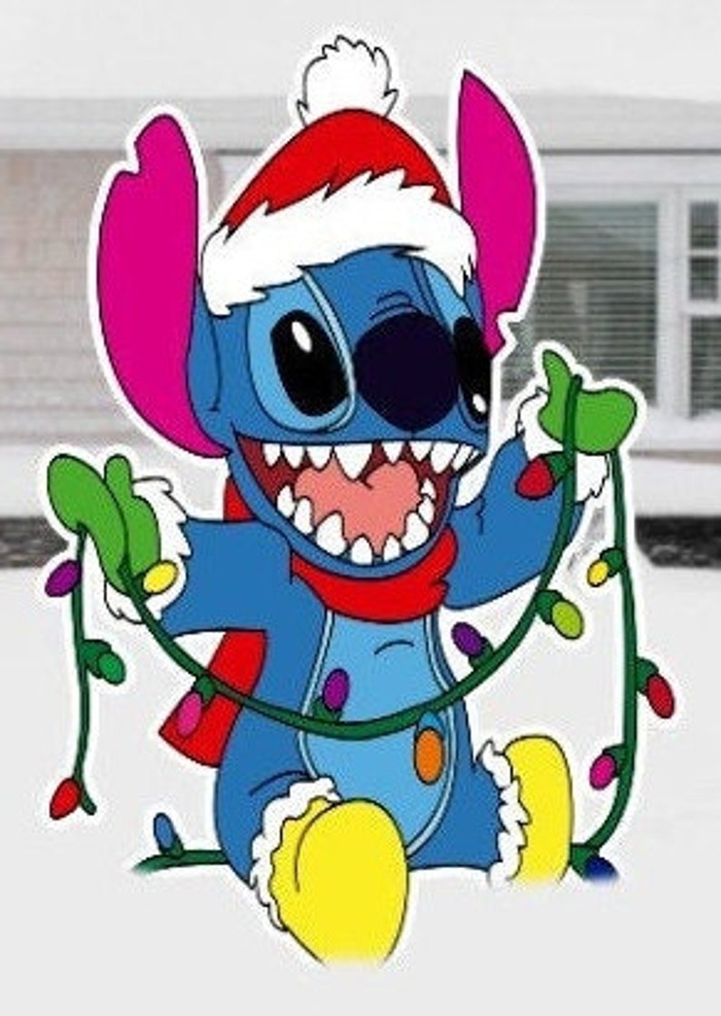 Stitch Christmas Decoration Signs, Stitch Cutouts, Outdoor Decoration Signs, Yard Art, Yard Sign, Christmas Decor, Stitch Christmas Lights bild 3