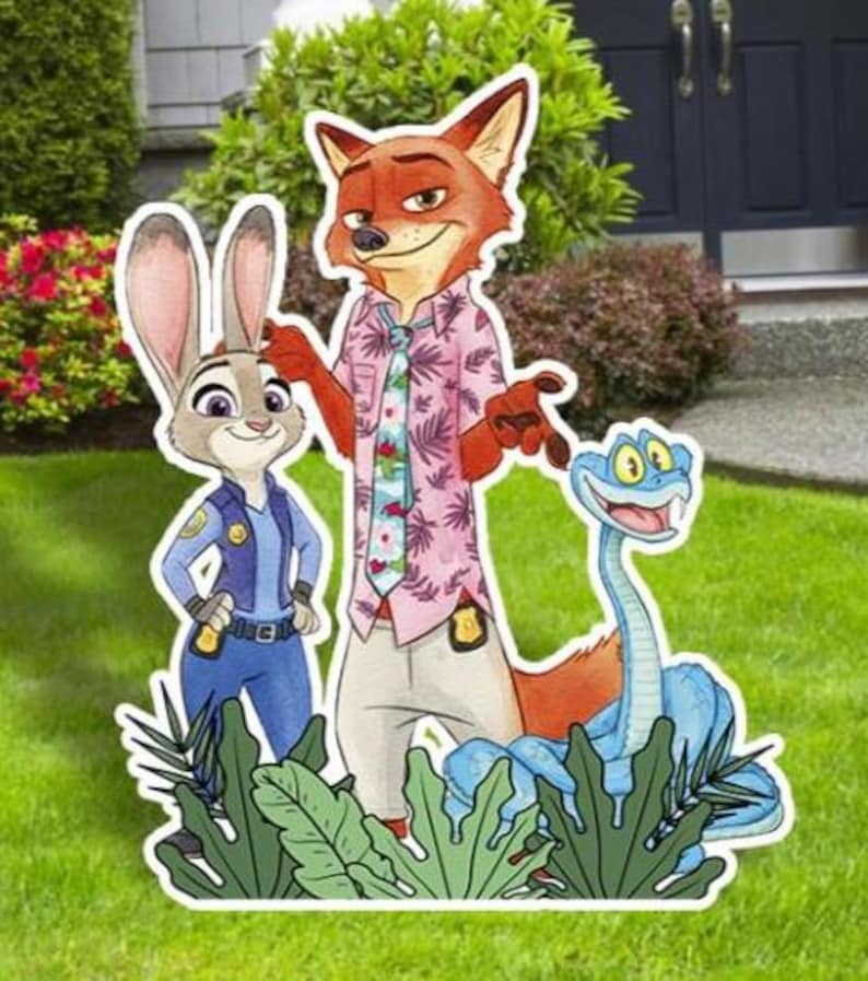 Zootopia yard Signs Cutouts, Zootopia Birthday Party decor, Coroplast Cutouts, Zootopia 2, Outdoor Decor, Party Props 36" Group Sign