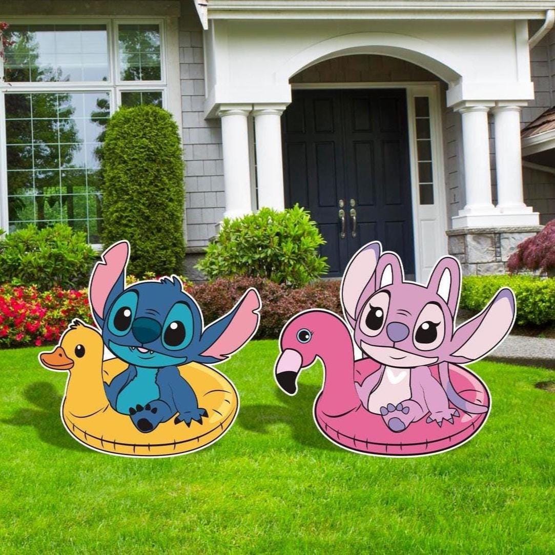 Stitch Pool Party Cutouts,  Stitch and Angel Birthday Party Props, Stitch Pool Party Cutouts, Stitch Cutout, Stitch Yard Signs