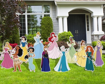Princess Party Decor, Princess Cutouts, Princess Water Color, Princess Birthday Party Decor, Girls Birthday Party,  Princess Cutouts, Ariel