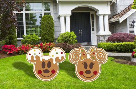 Gingerbread Mickey and Minnie Cutouts, Ginger Bread Cookies, Christmas Decor, Mickey and Minnie Christmas Cookies, Yard Sign, Garden Decor.