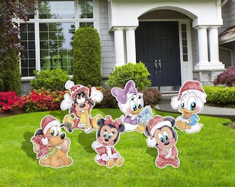 Baby Mickey Christmas Cutouts, Baby Mickey Christmas Party Décor, Baby Mickey Water Color Cutouts, Baby Mickey Christmas Décor, Outdoor Deco