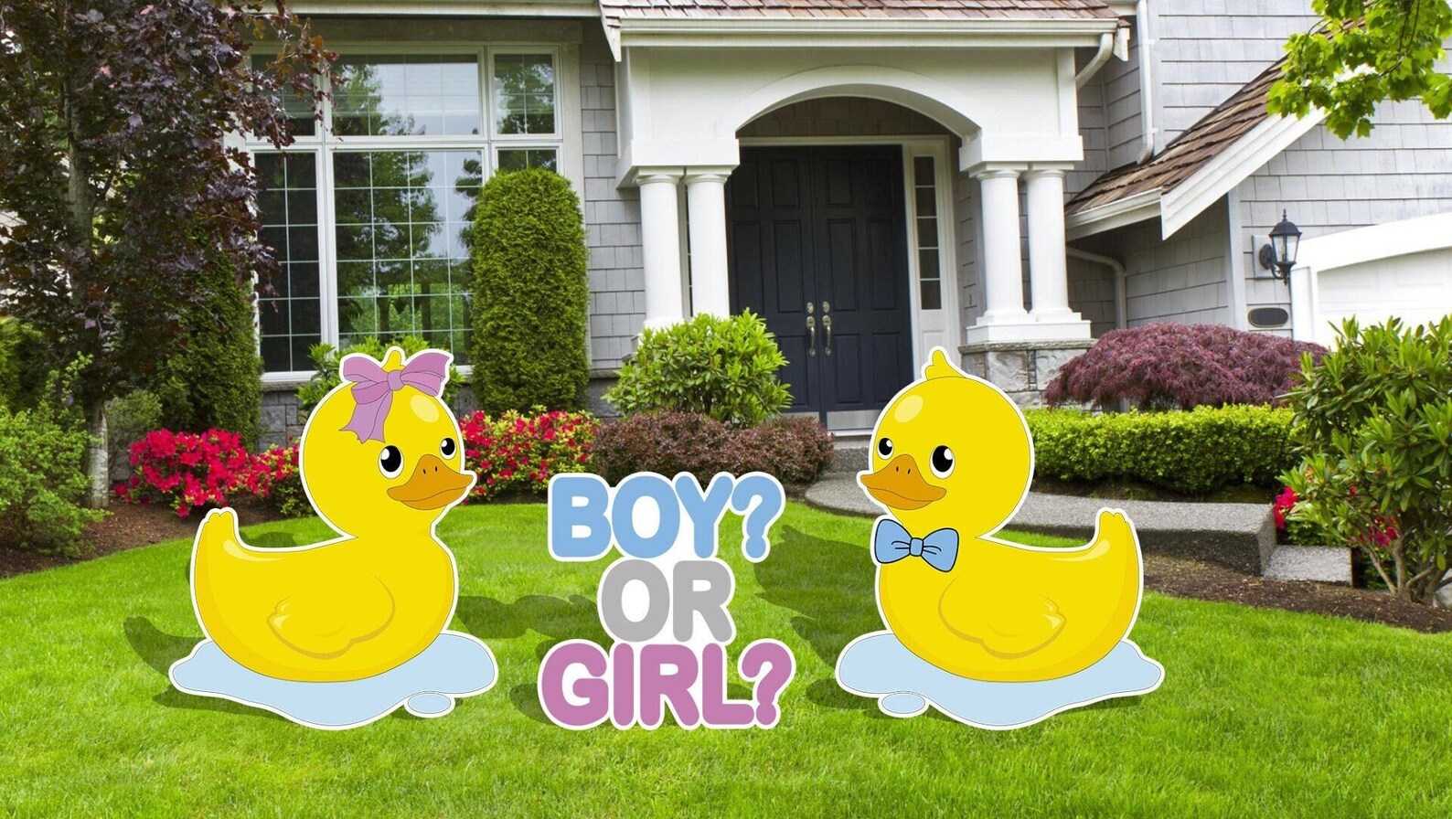Rubber Ducks Boy and girl Baby Ducks Gender Reveal Twins Birthday Party Outdoor decor Baby shower yard art Yard Signs Yard art