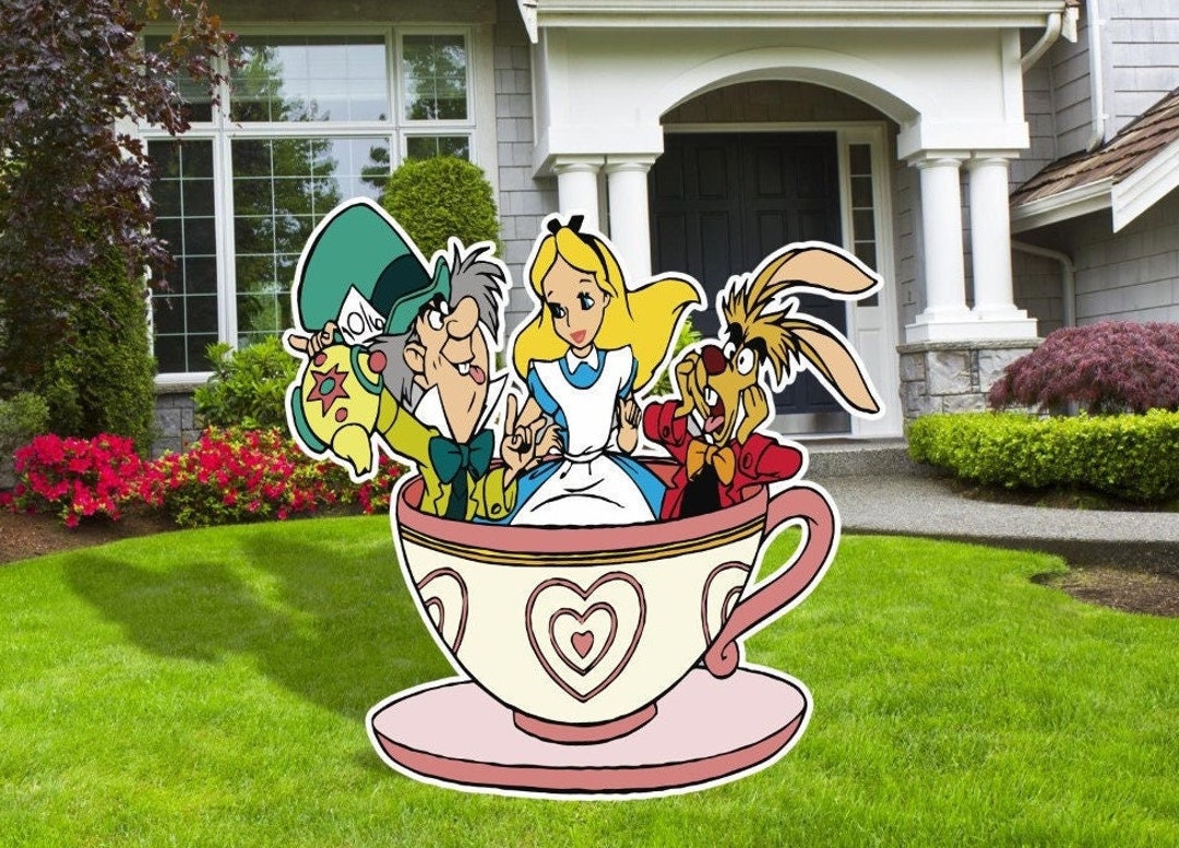 Alice in Wonderland Tea Cup Cutouts, Tea Cup Cutout, Outdoor Decor Sign ...