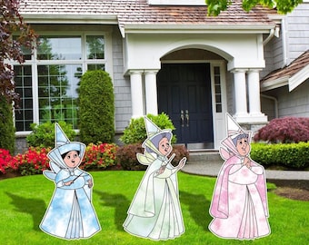 Sleeping Beauty Good Mothers, Sleeping Beauty Party Decor, Aurora Birthday party Decor, Flora, Fauna and Merry weather, God Mothers Cutouts