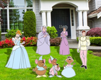 Princess Cinderella Cutouts,  Pastel Colors, Party Decor, Cinderella Cutouts, Birthday Party Decor, Fairy God Mother, Mice, Prince Charming,