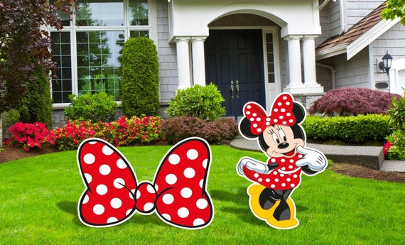 minnie mouse dress cut out Minnie Red Dress Cutouts, Minnie Red Bow Cutouts, Outdoor Decor, Yard Art,  Yard Signs, Party Decor, Girls Birthday Party