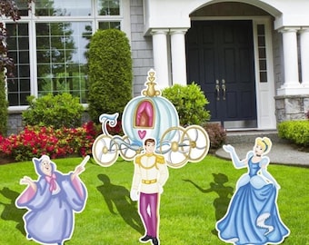 Princess Cinderella Water Colors Party Decor, Cinderella Cutouts, Cinderella Birthday Party Decor, Fairy God Mother, Mice, Prince Charming,