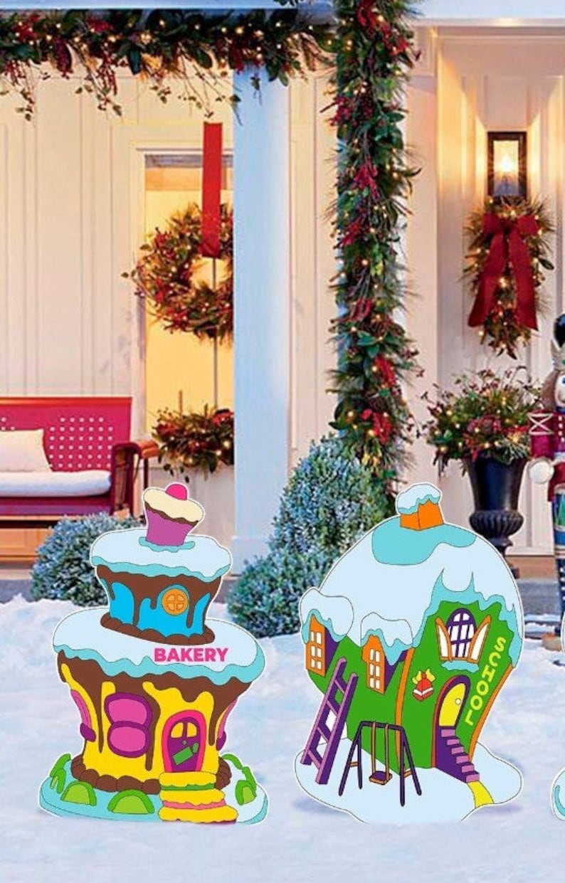 Grinch Cut Outs Outdoor Decor Signs Whoville Houses 36 Etsy